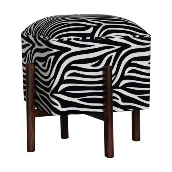 Ivy Bronx Zebra Print Footstool With Solid Wood Legs Wayfair.co.uk